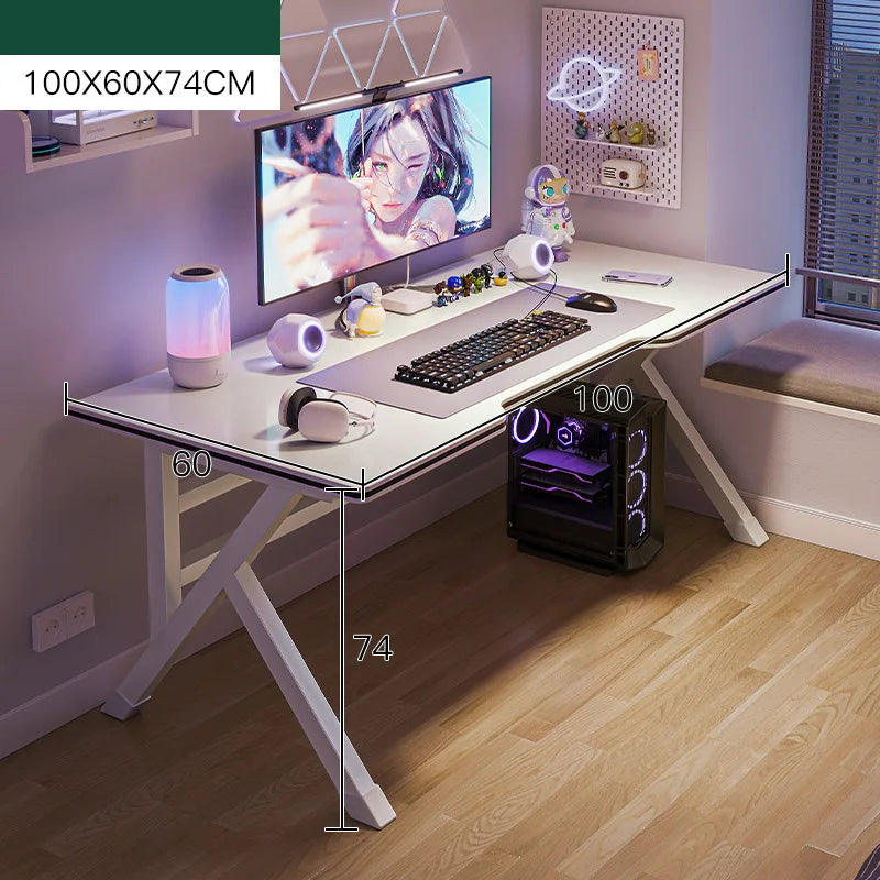 KTX-989459 Minimalist White Computer Desk for Home and Office - Multi-Purpose Workbench and Gaming Table