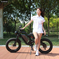 HKM-6051027 Electric Bike 1500W Motor 48V 18Ah Battery 37 Mile Range 20-Inch Fat Tires Full Suspension Shimano 7-Speed