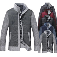 HKM-112147 Men's Customized Sweater Jacket Winter Padded Thickened Jacket Casual Standing Collar Knitted Pullover