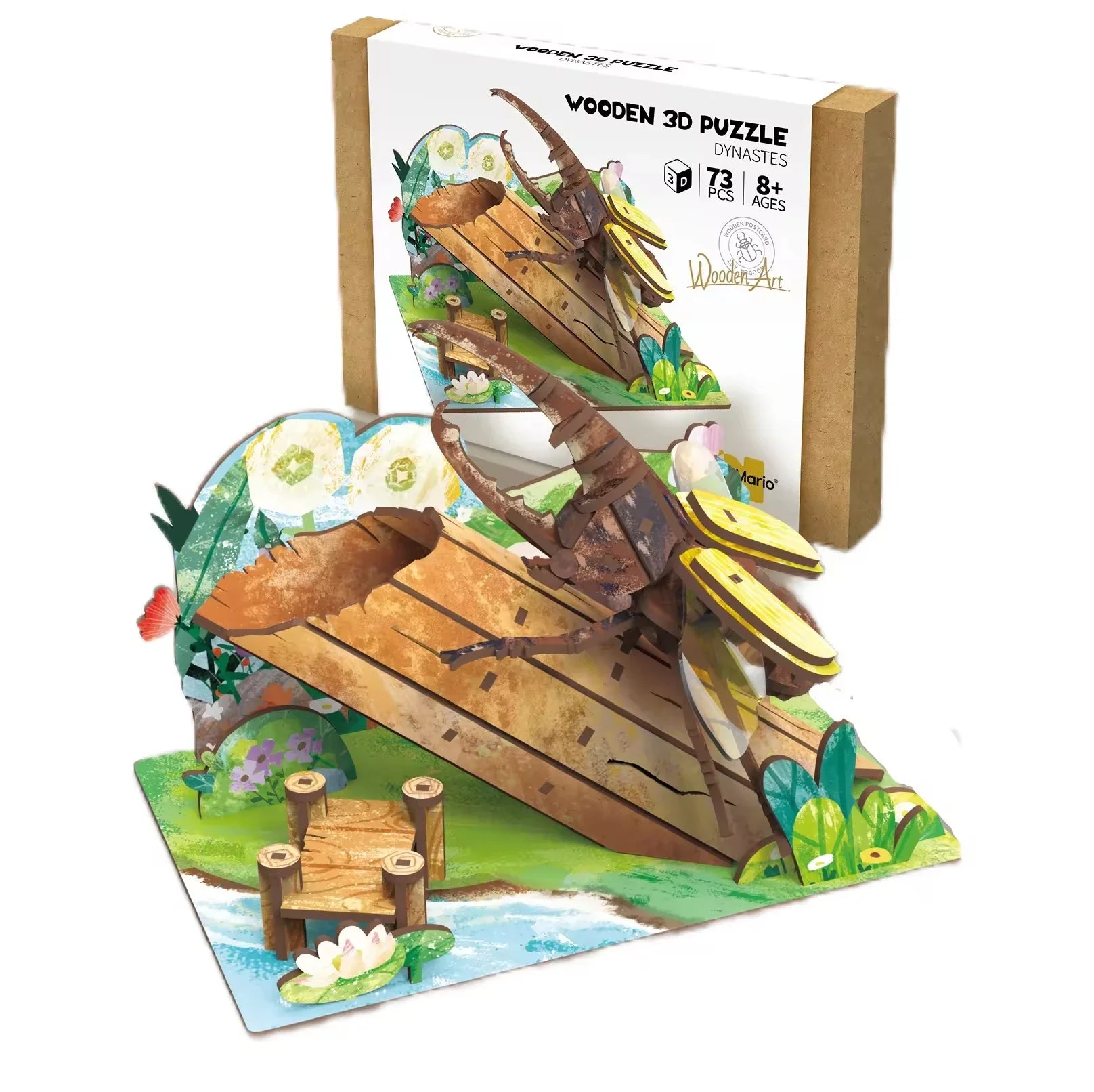 HKM-855891 Wooden 3D Insect Puzzle Set - Butterfly and Bee Models for Kids Educational Fun