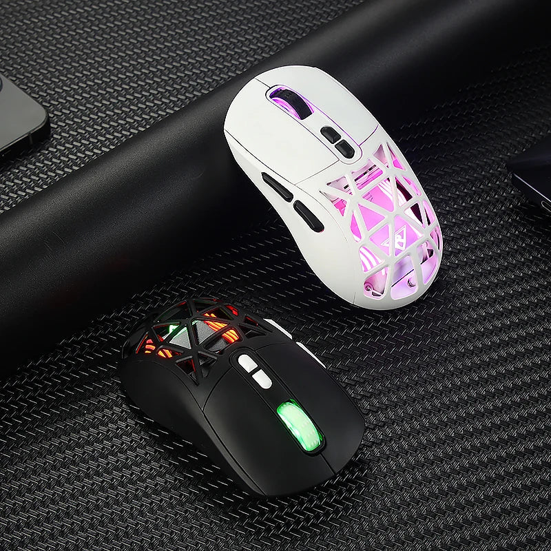 HKM-035283 Lightweight Honeycomb Wireless Gaming Mouse with Adjustable DPI up to 10000 and RGB Lighting for PC