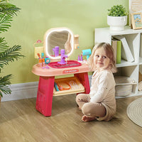 HKM-080659 Kids Makeup Table Play Set with Dressing Mirrors and Sound Features for Pretend Play