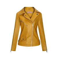 HKM-078227 Women's Fall/Winter European American Temperament Jacket PU Leather With Zipper Women's Clothing Jacket Custom