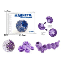 HKM-739475 12 Piece Magnetic Fidget Sphere Set - Engaging Pentagonal Magnets for Creative Play and Stress Relief