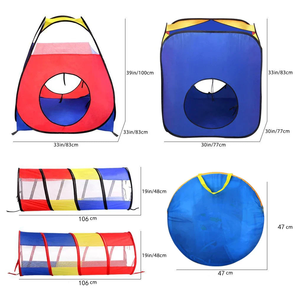 KTX-201299 Children's Portable Outdoor Play Tent Set with Tunnel and House for Fun Camping Activities