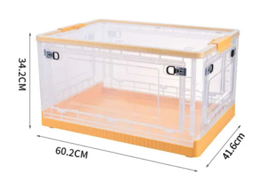KTX-762259 Large Capacity Folding Storage Box with Wheels – Collapsible Plastic Container for Clothes, Books and Snacks