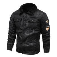 HKM-407059 Fur and Fur Integrated Men's Fur Collar and Plush Warm Windproof Jacket Jacket