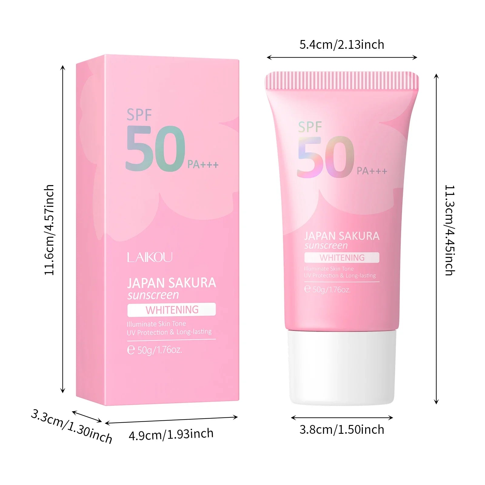 HKM-948243 Sakura Waterproof Sunscreen Face Cream for UV Protection and Brightening Skin Care - 50g