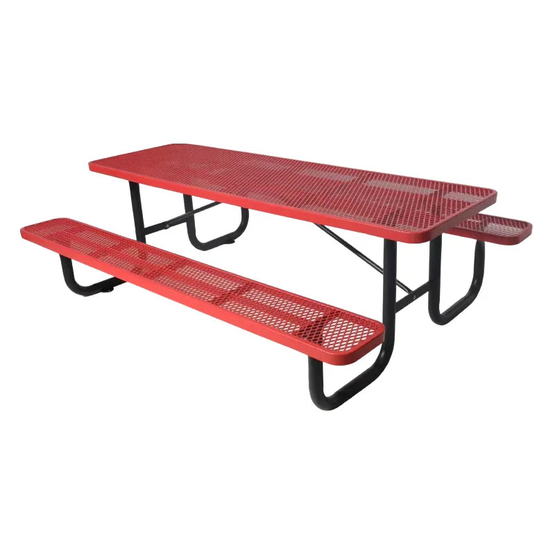 KTX-858387 Commercial Steel Picnic Table and Bench Set for Outdoor Dining and Events