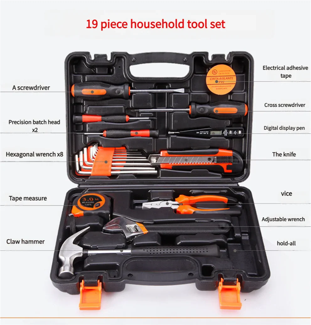 KTX-329811 19-Piece Professional Car Repair Tool Set for Home Users - Hand Screwdrivers and Socket Mechanics Tools