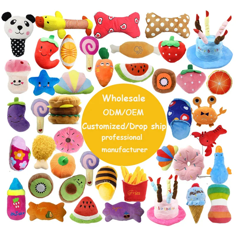 HKM-766483 Custom Plush Dog Chew Toys with Squeaker - Soft and Safe Pet Accessories