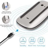 HKM-936979 Ultra-Thin Wireless Rechargeable Touch Mouse for Mac and Laptop - Silent Multi-Arc Design