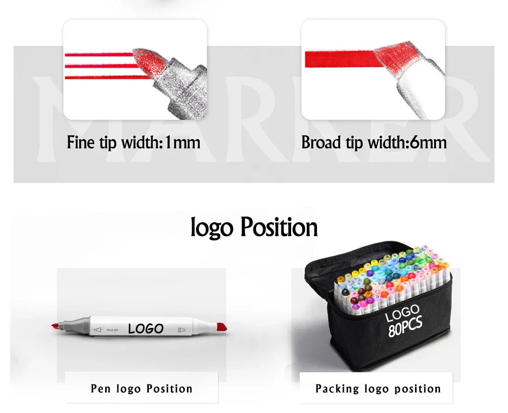 KTX-656595 168 Colour Brush Tip Alcohol Markers for Sketching and Art Design