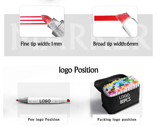 KTX-656595 168 Colour Brush Tip Alcohol Markers for Sketching and Art Design