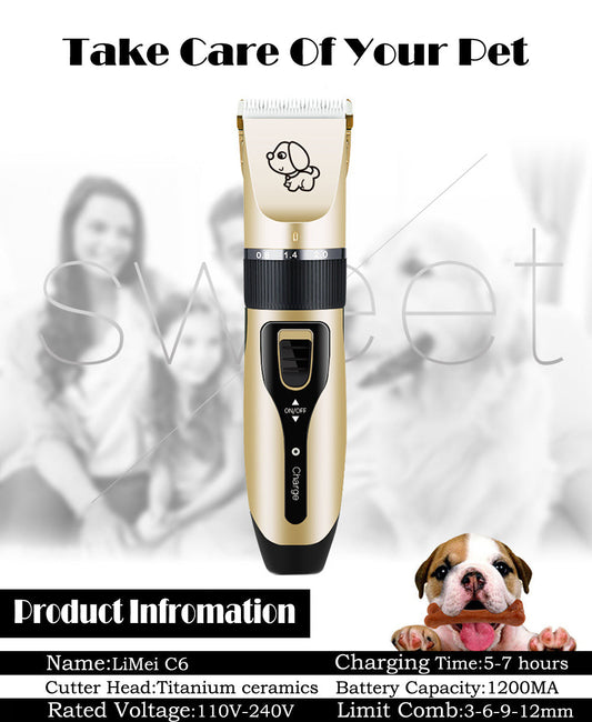 HKM-0000829 Rechargeable Electric Dog Hair Trimmer with Detachable Titanium Ceramic Blade and Quiet Operation