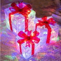 HKM-000083 Luminous Christmas Gift Box Set for Window Displays and Holiday Decor