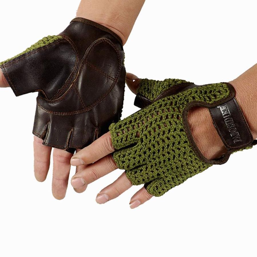 HKM-000147 Wool Mesh Leather Fitness Gloves for Enhanced Grip and Comfort