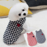 HKM-0001597 Cozy Cotton Plaid Vest with Peach Heart Design for Dogs