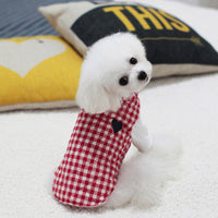 HKM-0001597 Cozy Cotton Plaid Vest with Peach Heart Design for Dogs