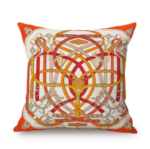 HKM-000339 European Celebration Nordic Cotton and Linen Horse Pillowcase - 45x45cm