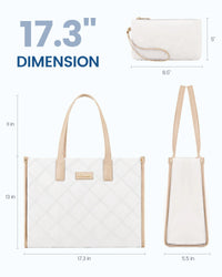 HKM-000339 Fashionable Lightweight 15.6-Inch Quilted Work Tote for Women - Stylish Travel Handbag and Laptop Bag Set