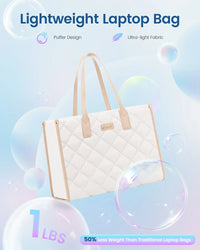 HKM-000339 Fashionable Lightweight 15.6-Inch Quilted Work Tote for Women - Stylish Travel Handbag and Laptop Bag Set