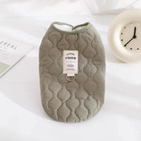 HKM-0005565 Warm Fleece-Lined Pet Vest in Army Green & Milky White, Thickened for Winter Comfort