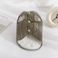 HKM-0005565 Warm Fleece-Lined Pet Vest in Army Green & Milky White, Thickened for Winter Comfort