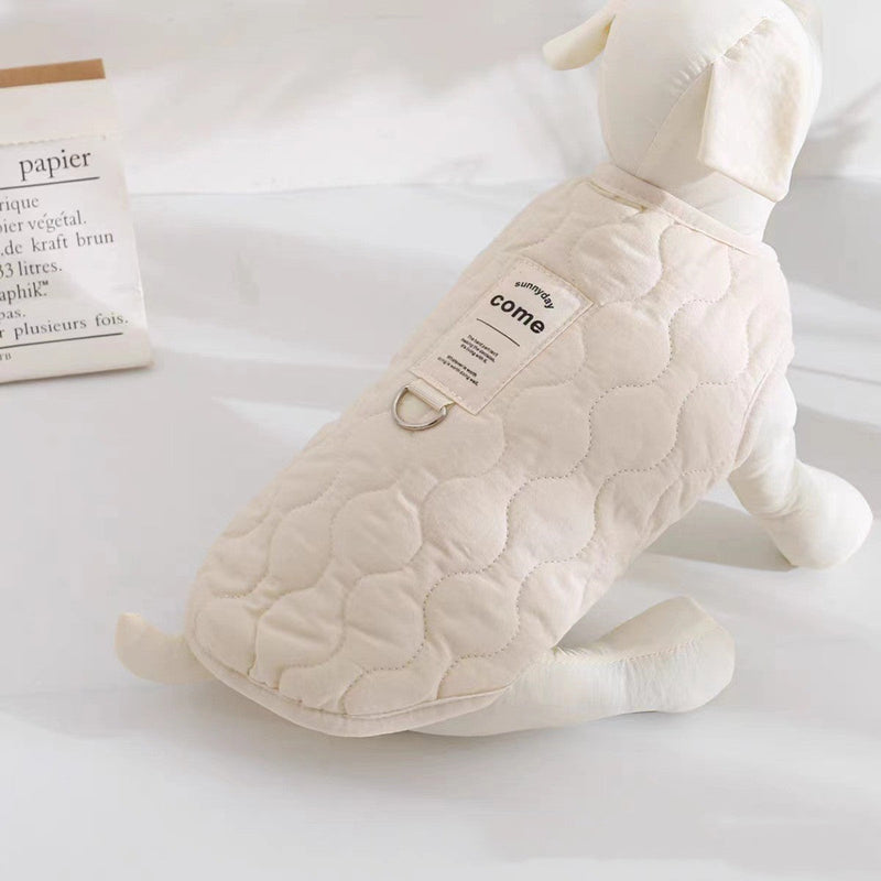HKM-0005565 Warm Fleece-Lined Pet Vest in Army Green & Milky White, Thickened for Winter Comfort