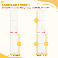 HKM-0006461 67" Extra Tall Pet Gate with Cat Door, 30"-41" Width, 1.4" Bar Spacing, Extensions Included, Durable Steel Construction