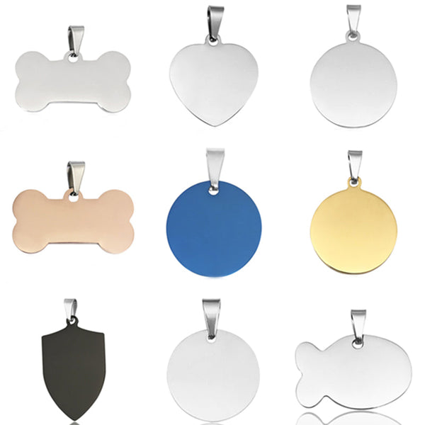 HKM-0006845 Customizable Stainless Steel Dog Tag Necklace with Various Shapes and Colors for Pets