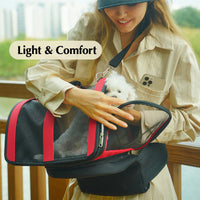 HKM-0007229 Portable Pet Carrier Bag for Cats and Dogs - Foldable Design with Base - Available in Red and Black