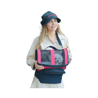 HKM-0007229 Portable Pet Carrier Bag for Cats and Dogs - Foldable Design with Base - Available in Red and Black