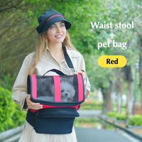 HKM-0007229 Portable Pet Carrier Bag for Cats and Dogs - Foldable Design with Base - Available in Red and Black