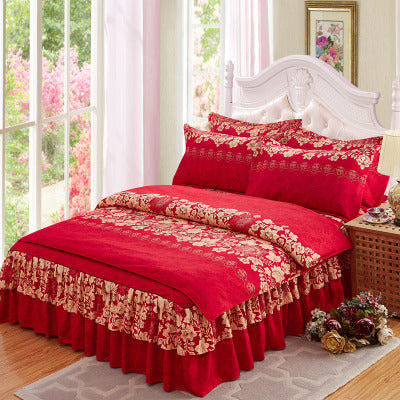 HKM-000723 Elegant Bilateral Bed Skirt with Pure Cotton Fabric for a Sophisticated Bedding Look