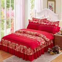 HKM-000723 Elegant Bilateral Bed Skirt with Pure Cotton Fabric for a Sophisticated Bedding Look