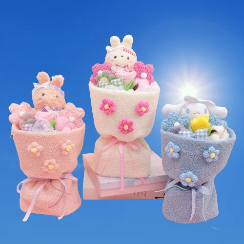 HKM-000787 Korean Cartoon Plush Doll Bouquet with PP Cotton Filling, 10cm-100cm, Cute Soft Toy for All Ages