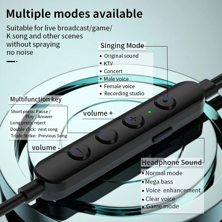 HKM-000851 Wired In-Ear Microphone Earphones for Live Broadcast, K-Song, Singing, and Gaming