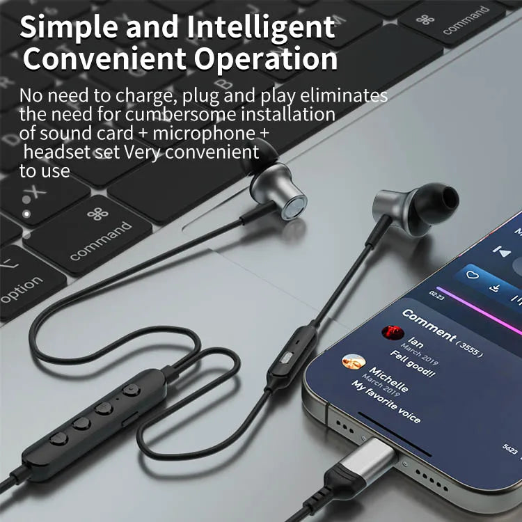 HKM-000851 Wired In-Ear Microphone Earphones for Live Broadcast, K-Song, Singing, and Gaming