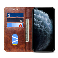 HKM-001043 Mobile Phone Wallet Case in Oil Wax Artificial Leather for iPhone Models