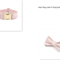 HKM-0010557 Pink Velvet Dog Collar and Leash Set with Bow Knot and Garbage Bag Holder