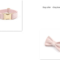 HKM-0010557 Pink Velvet Dog Collar and Leash Set with Bow Knot and Garbage Bag Holder