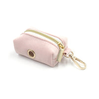 HKM-0010557 Pink Velvet Dog Collar and Leash Set with Bow Knot and Garbage Bag Holder