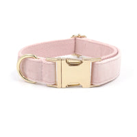 HKM-0010557 Pink Velvet Dog Collar and Leash Set with Bow Knot and Garbage Bag Holder