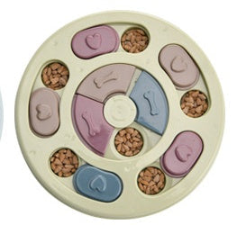 HKM-0010941 Pet Slow Feeder Dog Bowl in Pink, Green, and Blue - Interactive Turntable Design for Engaging Mealtime