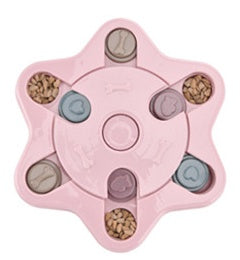 HKM-0010941 Pet Slow Feeder Dog Bowl in Pink, Green, and Blue - Interactive Turntable Design for Engaging Mealtime