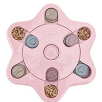 HKM-0010941 Pet Slow Feeder Dog Bowl in Pink, Green, and Blue - Interactive Turntable Design for Engaging Mealtime