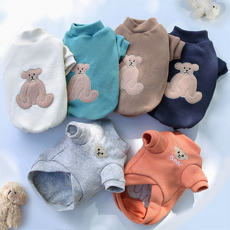 HKM-0011325 Warm Embroidered Bear Pet Shirt with Stripes in Multiple Colors