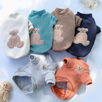 HKM-0011325 Warm Embroidered Bear Pet Shirt with Stripes in Multiple Colors