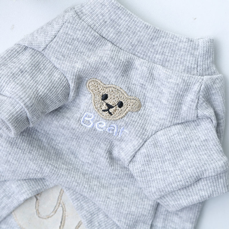 HKM-0011325 Warm Embroidered Bear Pet Shirt with Stripes in Multiple Colors